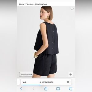 J Crew Maxine Blouse and Shorts Pink Linen - S